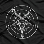 Samael and Lilith Goat, Satanic Pentagram, and Baphomet Symbol of Dark Mysticism T-Shirt