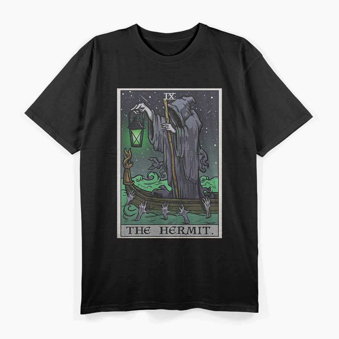 The Hermit Tarot Gothic Grim Reaper Horror T-Shirt