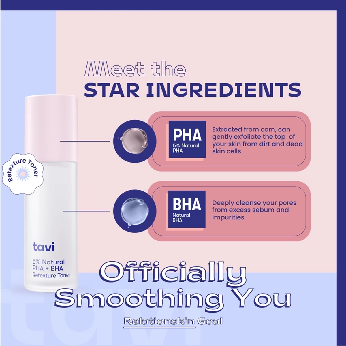 TAVI 5% Natural PHA+BHA Retexture Toner 100ml Exfoliating Facial Toner