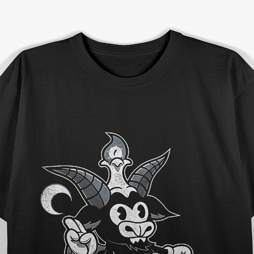 Baphomet Vintage Creepy Cute Cartoon Goat with Occult Charm T-Shirt
