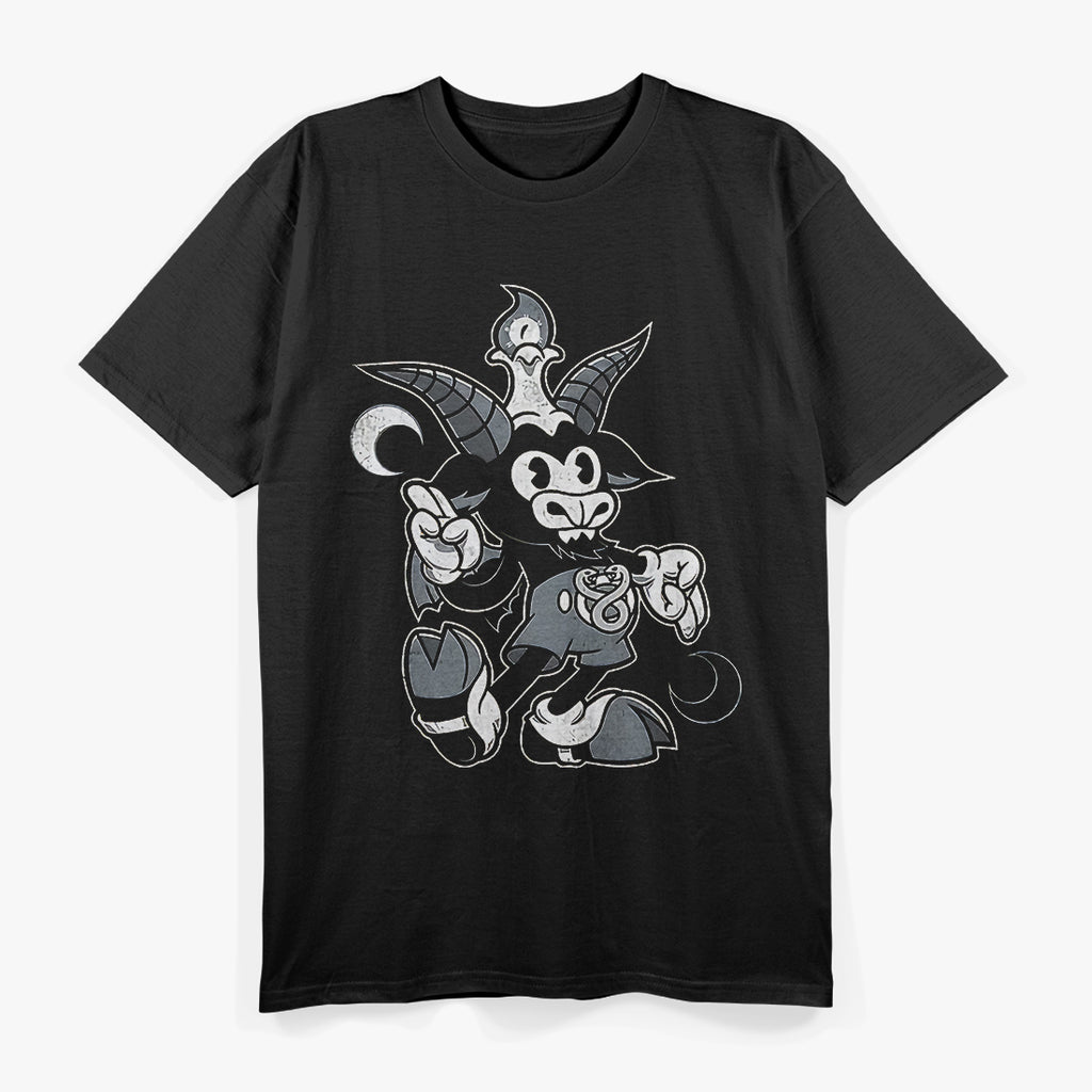 Baphomet Vintage Creepy Cute Cartoon Goat with Occult Charm T-Shirt