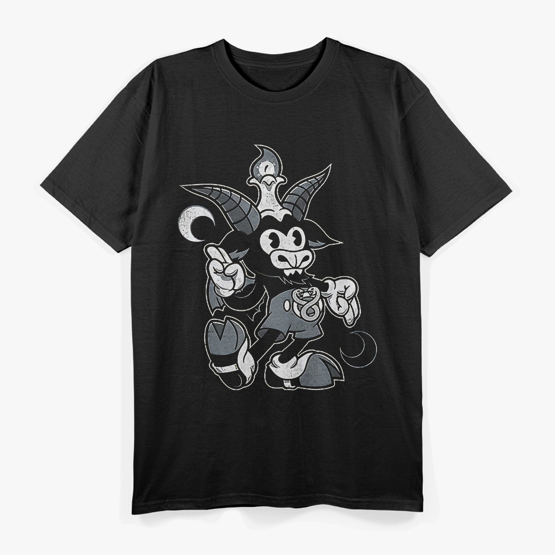 Baphomet Vintage Creepy Cute Cartoon Goat with Occult Charm T-Shirt