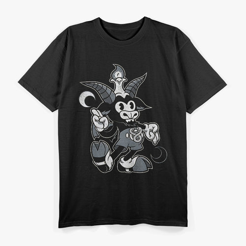 Baphomet Vintage Creepy Cute Cartoon Goat with Occult Charm T-Shirt