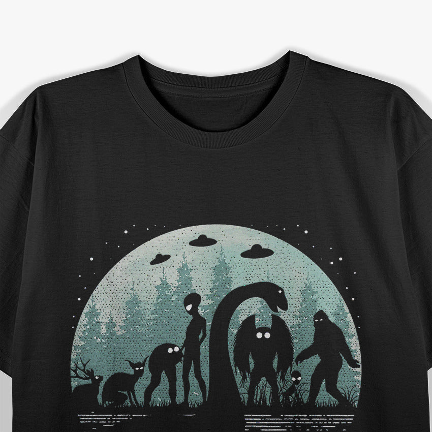 Bigfoot, Loch Ness Monster, Mothman, and Aliens T-Shirt