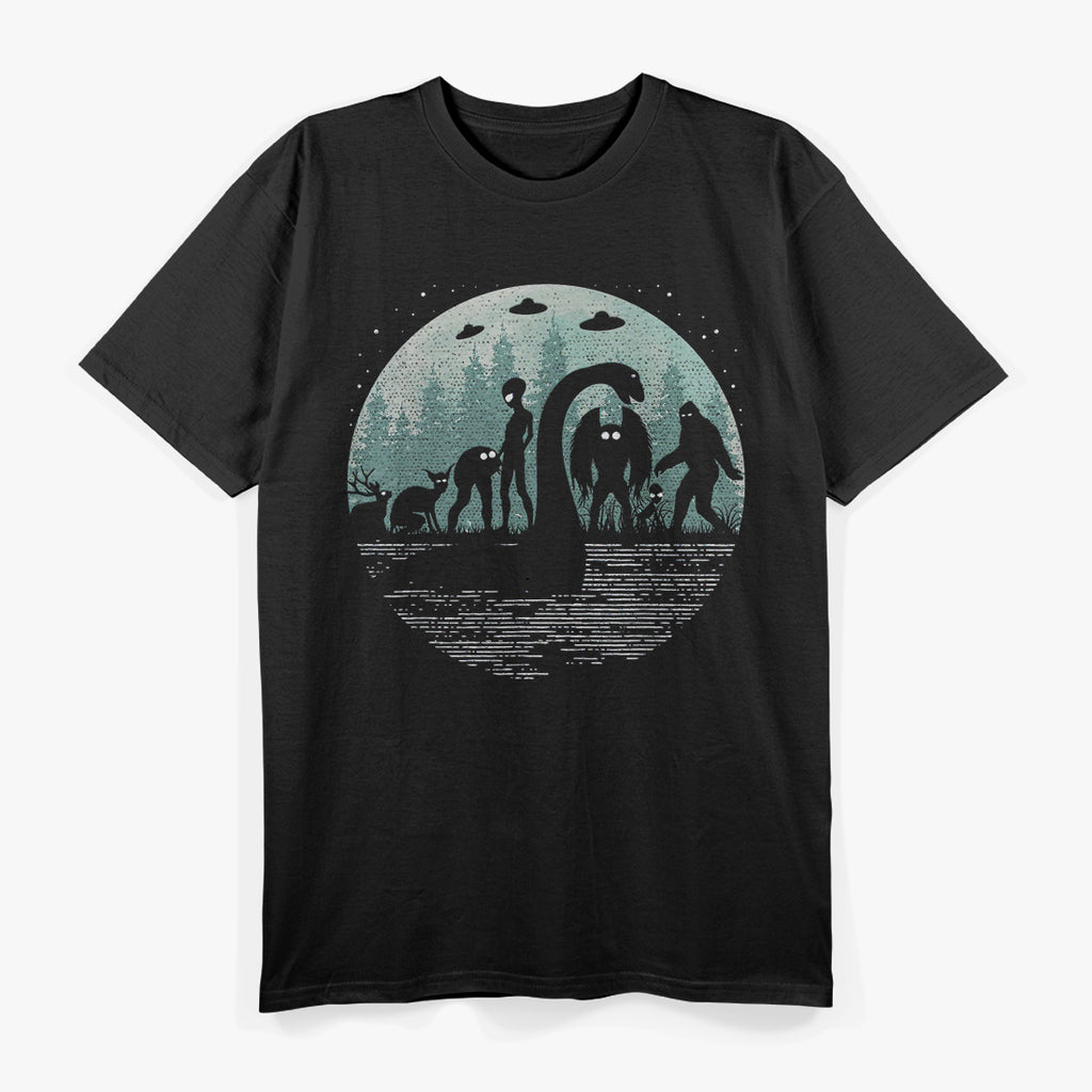 Bigfoot, Loch Ness Monster, Mothman, and Aliens T-Shirt