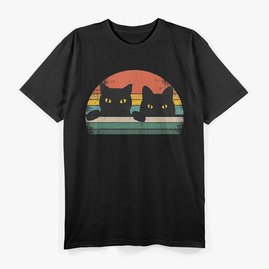 Black Cat Vintage Retro Style T-Shirt