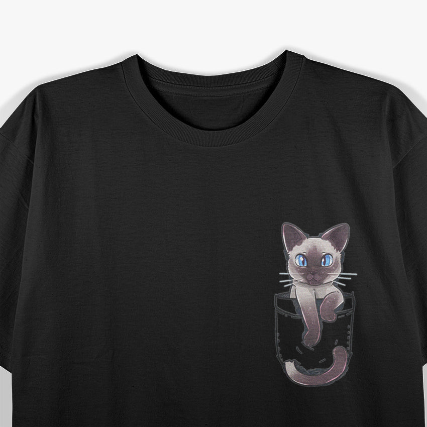 Siamese Cat In A Pocket T-Shirt