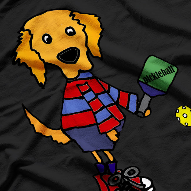 Funny Golden Retriever Dog Playing Pickleball T-Shirt