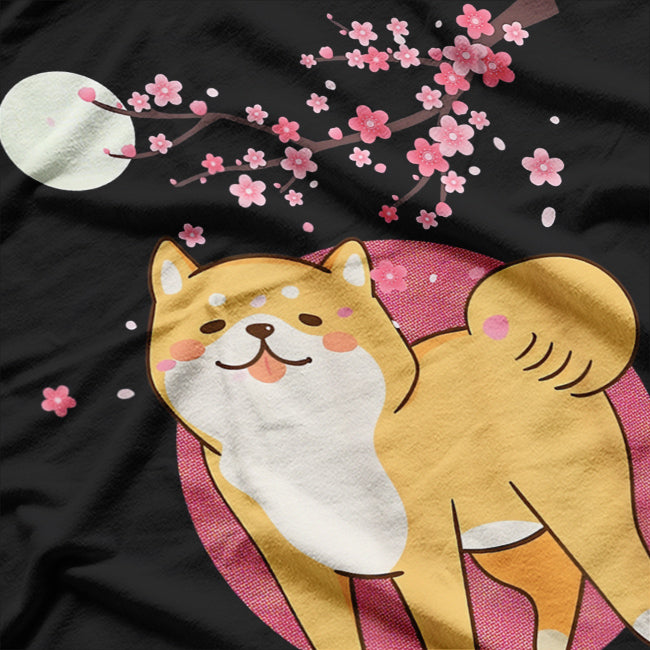Cute Shiba Inu Dog Cherry Blossom T-Shirt