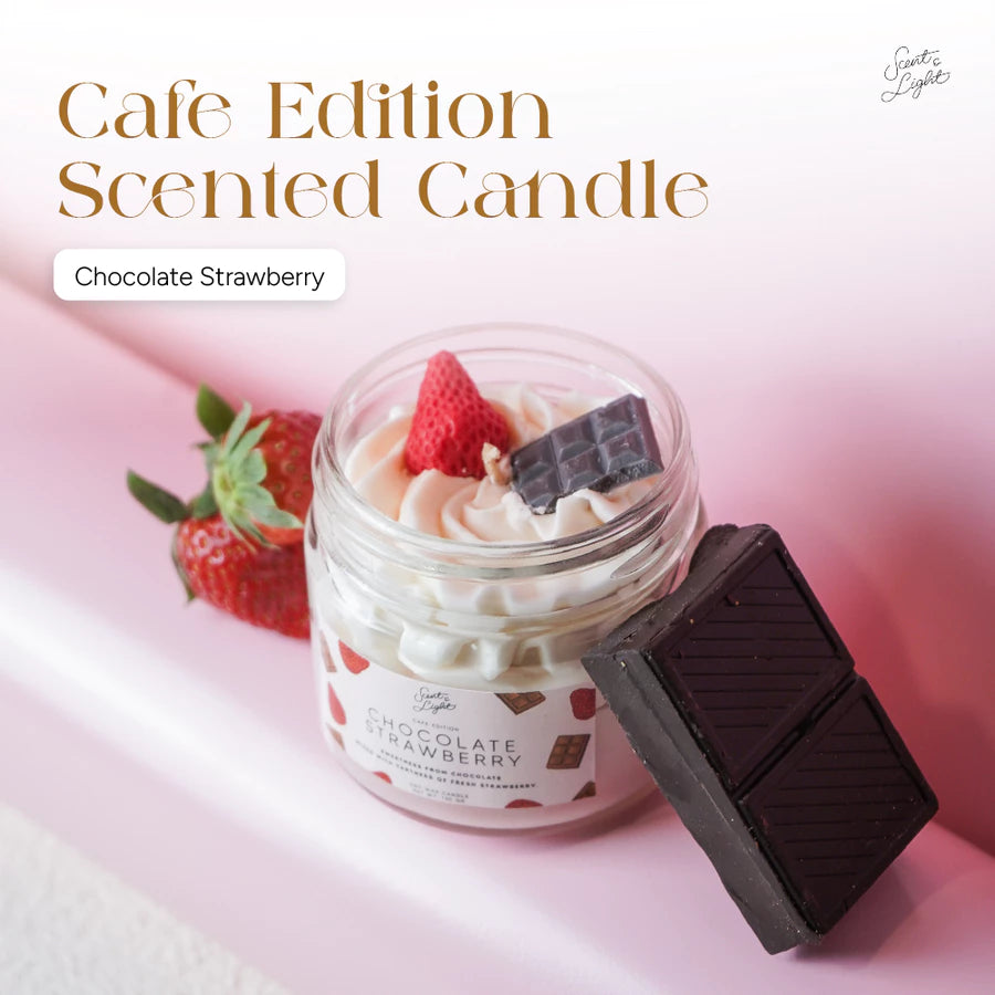 Scent & Light Café Edition Chocolate Strawberry Candle 130g – Soy Aromatherapy Candle