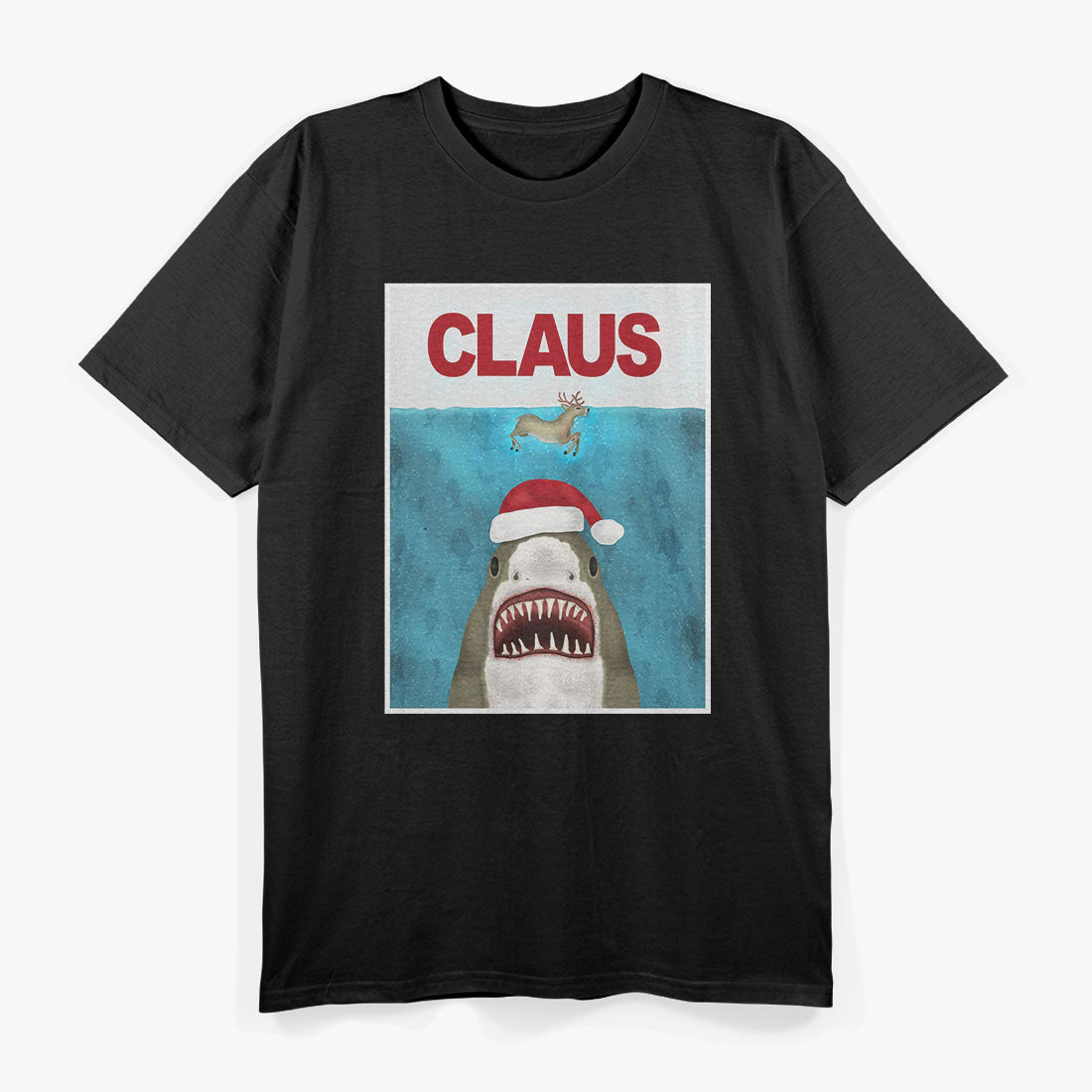 Funny Christmas Santa Claus Shark Reindeer T-Shirt