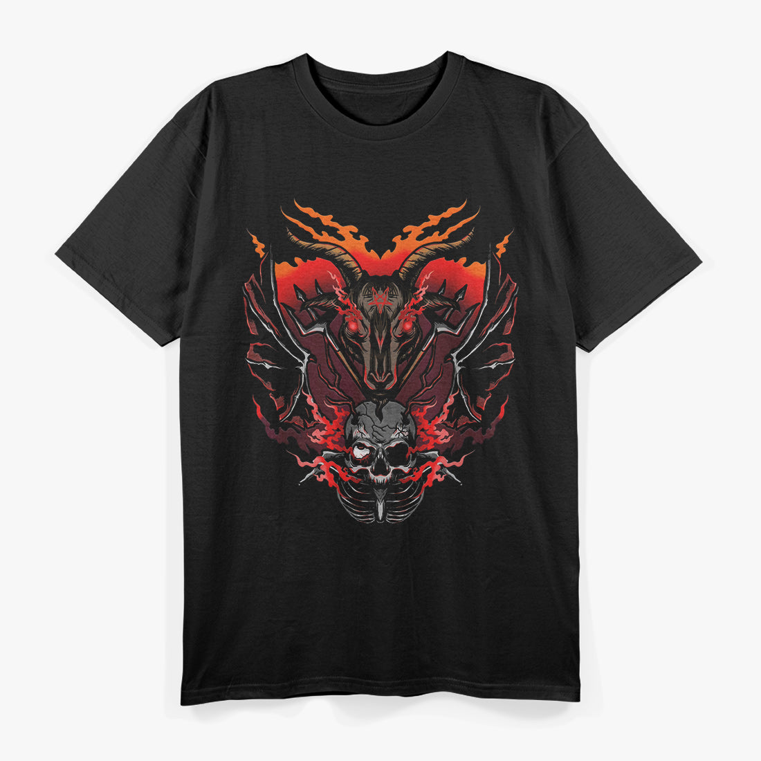 Satanic Baphomet Skeleton Skull Devil for Gothic Occult Lovers T-Shirt