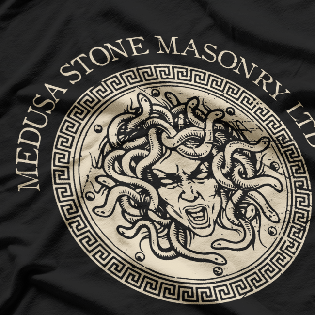 Vintage Medusa Greek Horror Gorgon with Timeless Masonry Style T-Shirt