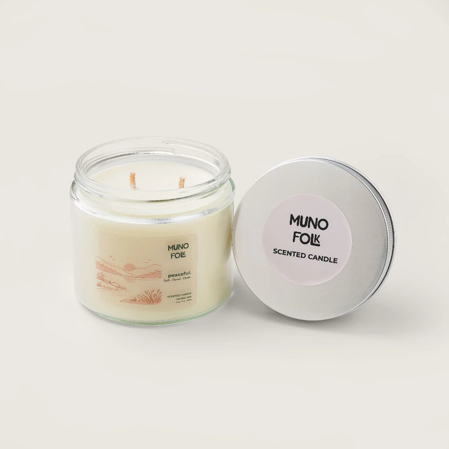 Muno Folk Peaceful Scented Candle 300g – Natural Soy Wax Long-Lasting Home Fragrance