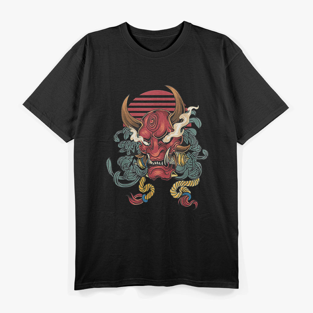 Oni Mask - Japanese Devil Face with Modern Japan Street Style T-Shirt