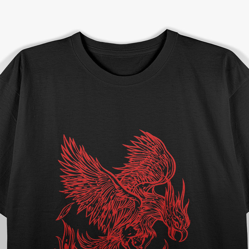 Phoenix Fire Bird Rising from Ashes of Myth and Rejuvenation T-Shirt