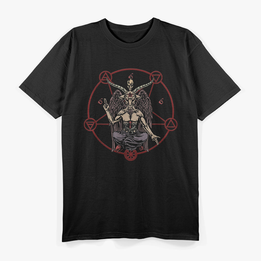 Satanic Pentagram 666 Baphomet Ritual Design for Goth Enthusiasts T-Shirt