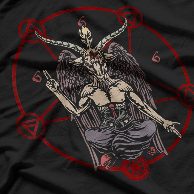 Satanic Pentagram 666 Baphomet Ritual Design for Goth Enthusiasts T-Shirt