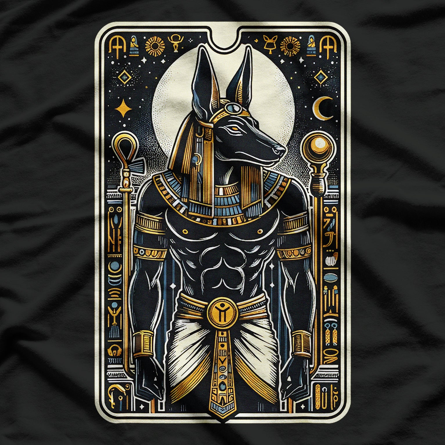 Anubis Egyptian God Ancient Deity Pharaoh Hieroglyphs T-Shirt
