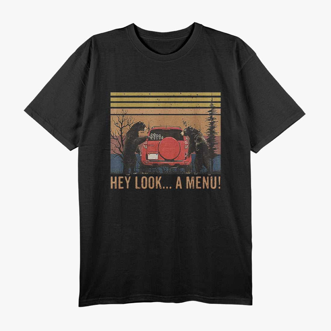 Hey Look A Menu Funny Camping Bear Vintage T-Shirt