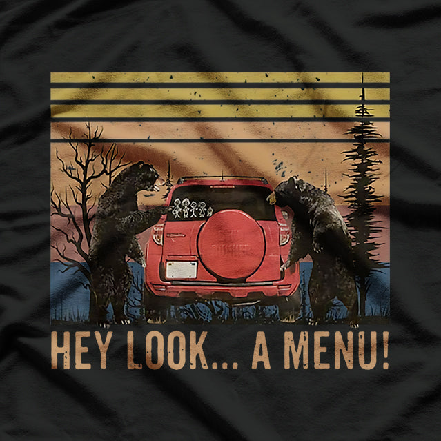Hey Look A Menu Funny Camping Bear Vintage T-Shirt