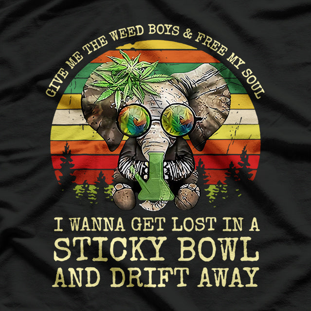 Cool Elephant Smoking - Retro Style T-Shirt