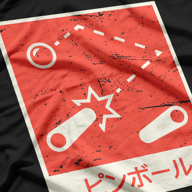Japanese Pinball Unique Gaming Design for Arcade Fans T-Shirt