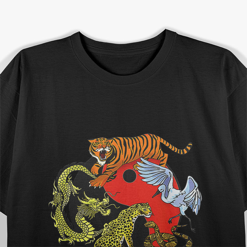 Kung Fu - Five Animals Forms, Chinese Martial Arts T-Shirt