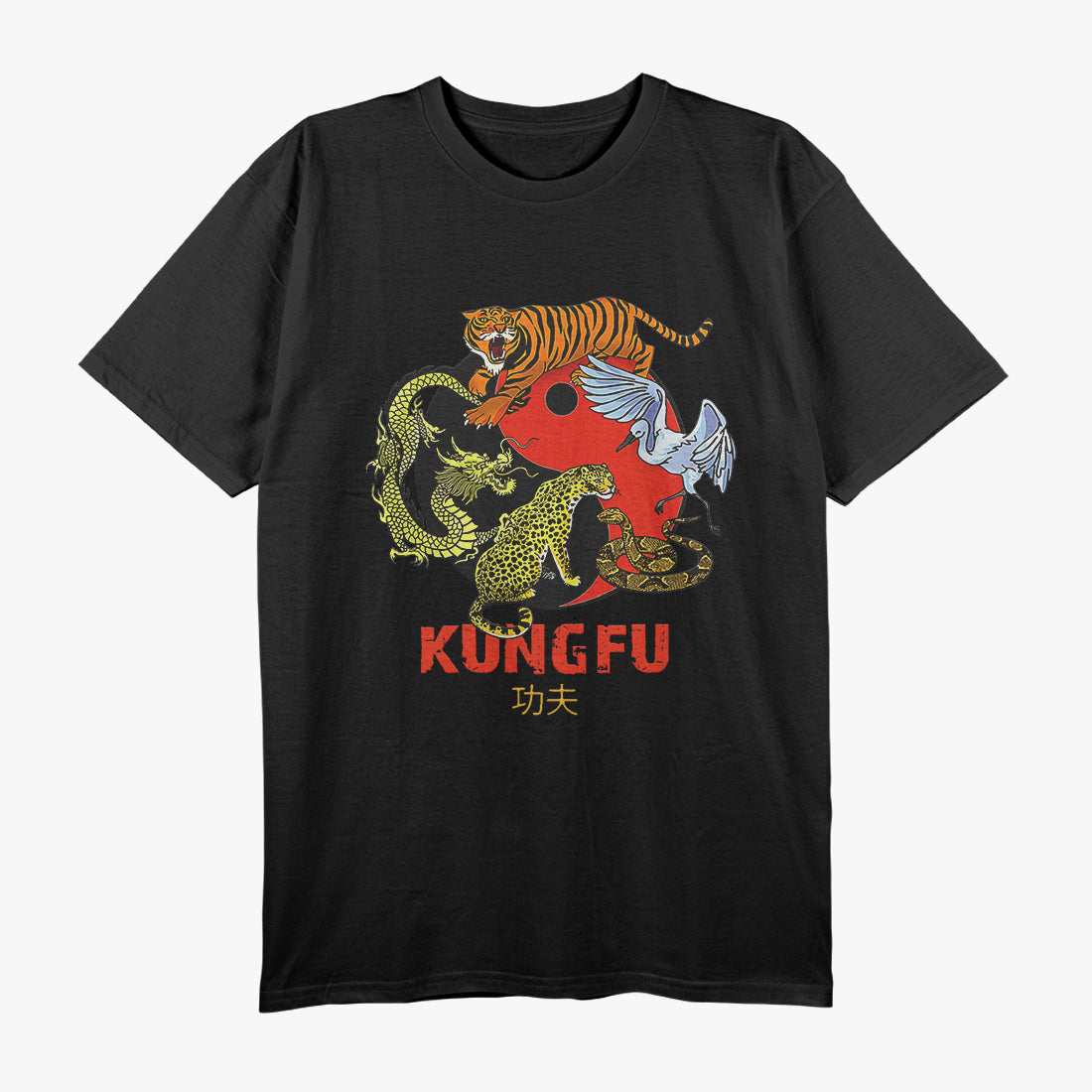 Kung Fu - Five Animals Forms, Chinese Martial Arts T-Shirt
