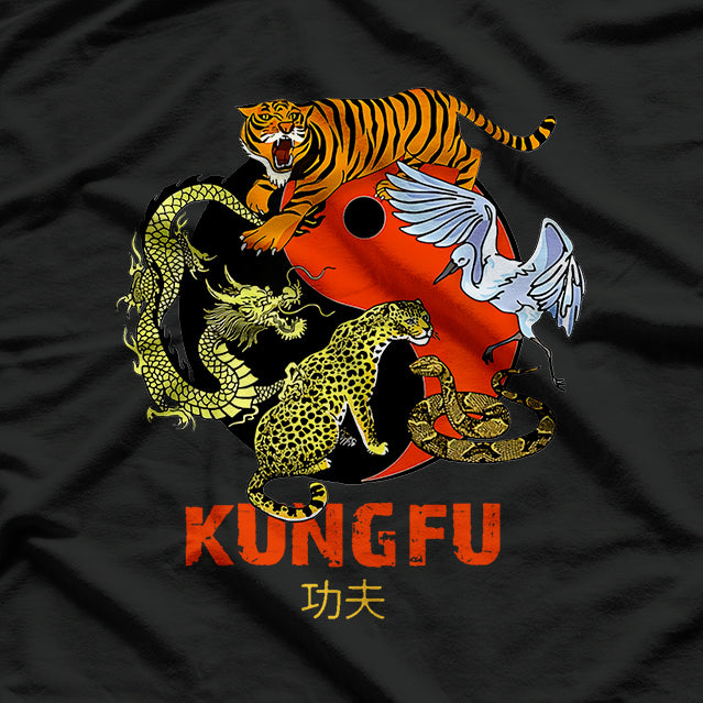 Kung Fu - Five Animals Forms, Chinese Martial Arts T-Shirt