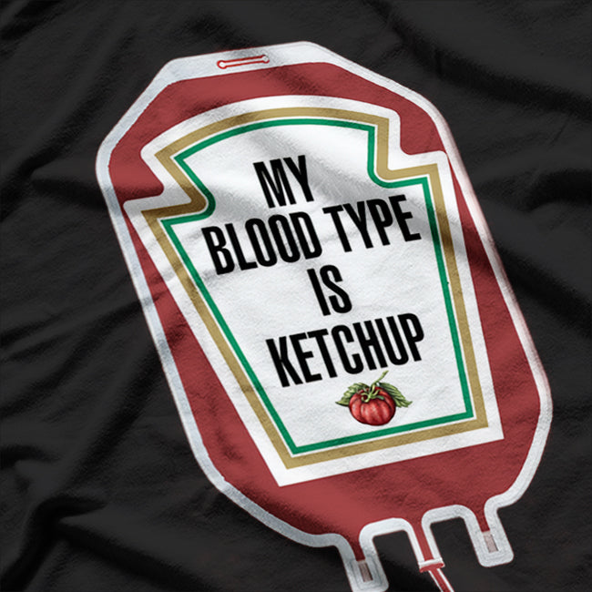 My Blood Type Is Ketchup - Funny Foodie Tomato Lover T-Shirt