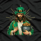 St Patricks Day Funny Jesus In Leprechaun Green Costume T-Shirt