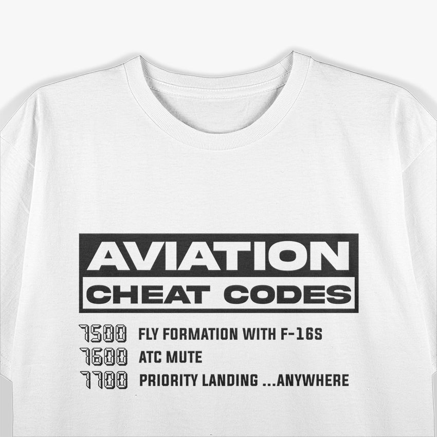 Panvola Aviation Cheat Codes Pilot Airplane Aerospace Student T-Shirt