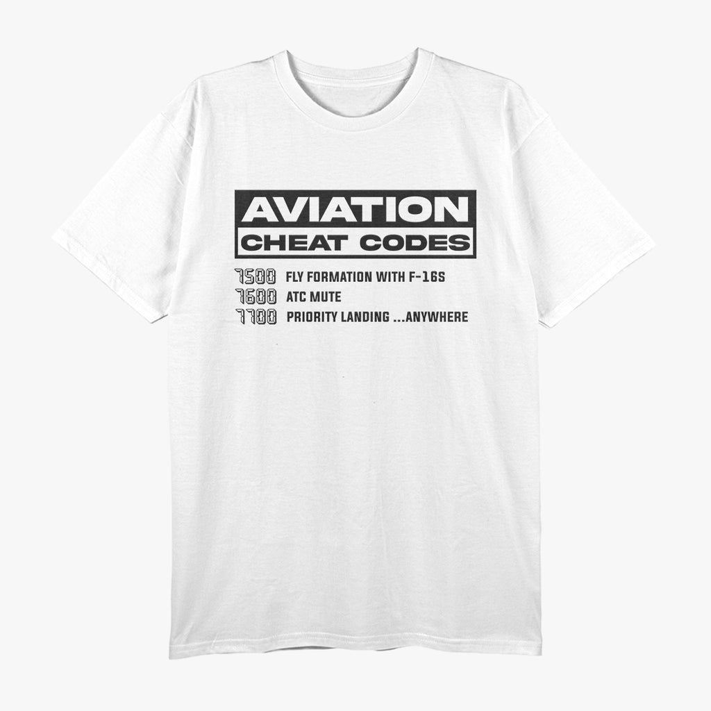 Panvola Aviation Cheat Codes Pilot Airplane Aerospace Student T-Shirt