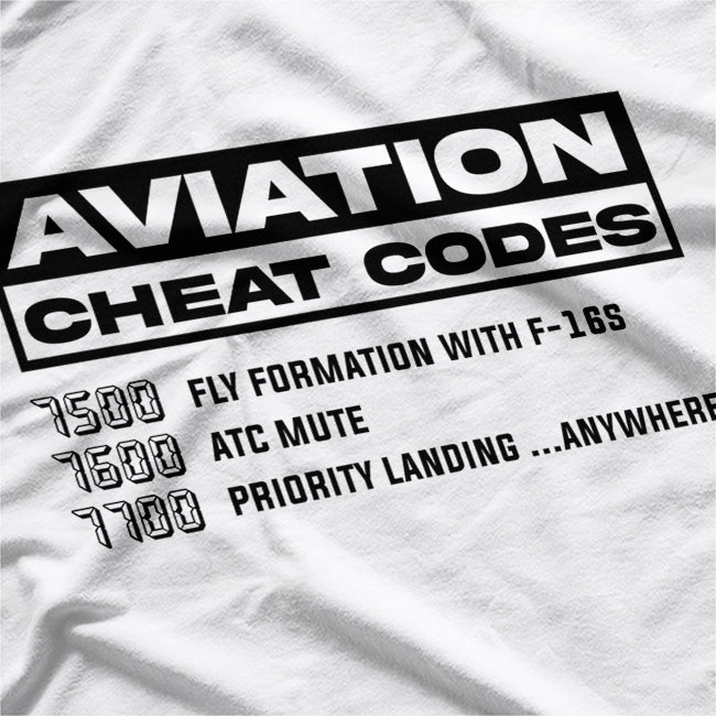 Panvola Aviation Cheat Codes Pilot Airplane Aerospace Student T-Shirt