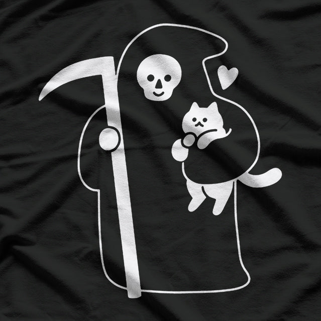 Death is a Cat Person - A Dark and Playful Design T-Shirt
