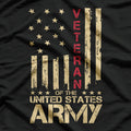 Patriotic U.S Army Veteran Red Line American Flag T-Shirt