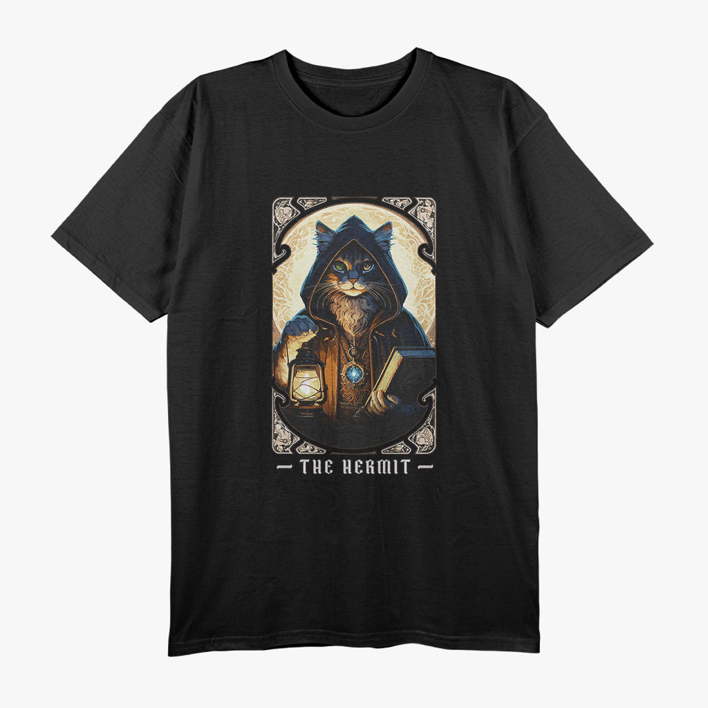 The Hermit Cat Tarot Wisdom and Solitude in Feline Form T-Shirt