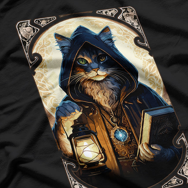 The Hermit Cat Tarot Wisdom and Solitude in Feline Form T-Shirt