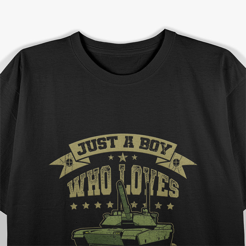 Just A Boy Who Loves Army Tanks Military WW2 Tanks T-Shirt
