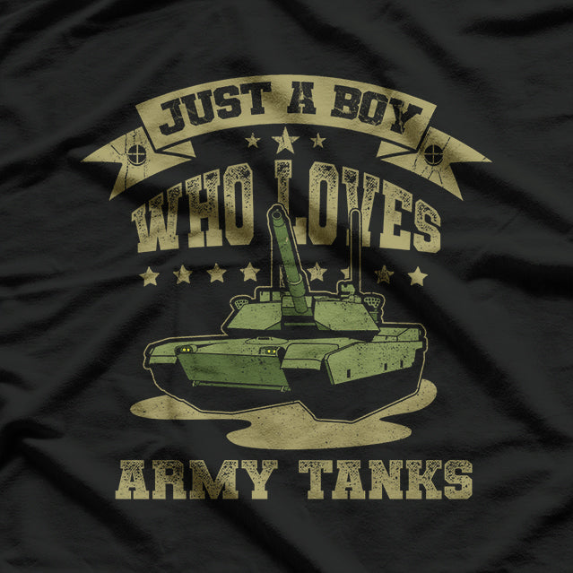 Just A Boy Who Loves Army Tanks Military WW2 Tanks T-Shirt