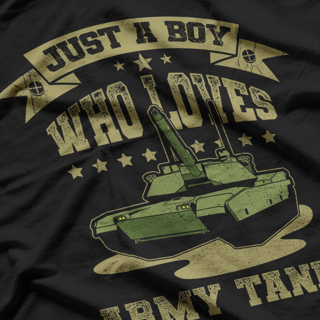 Just A Boy Who Loves Army Tanks Military WW2 Tanks T-Shirt