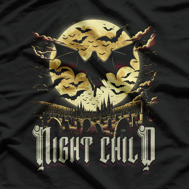 Gothic Subculture Night Child Emo Dracula with a Vampire Bat T-Shirt