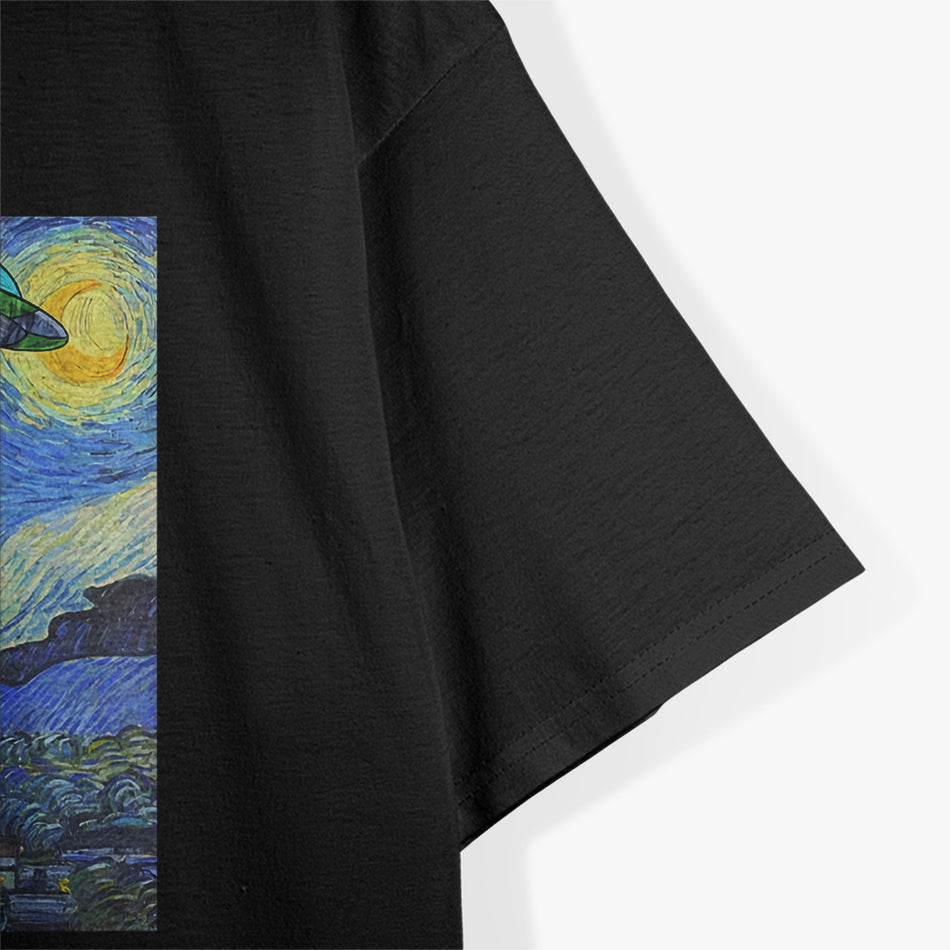 Starry Night Sasquatch & UFO - Bigfoot Meets Aliens T-Shirt