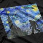 Starry Night Sasquatch & UFO - Bigfoot Meets Aliens T-Shirt