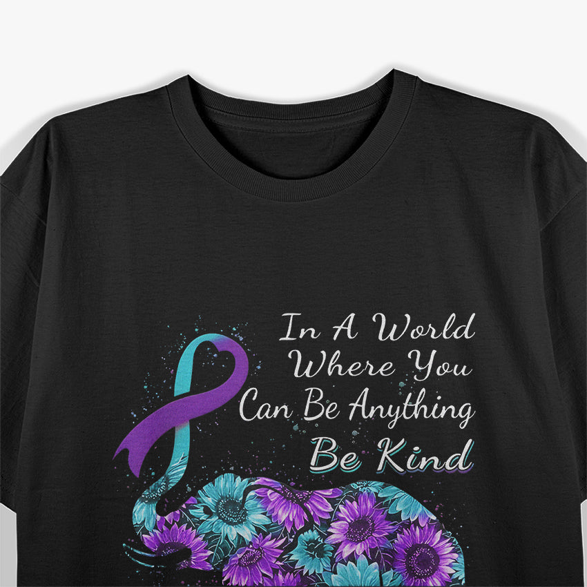 Be Kind - Suicide Prevention Awareness Sunflower Elephant T-Shirt