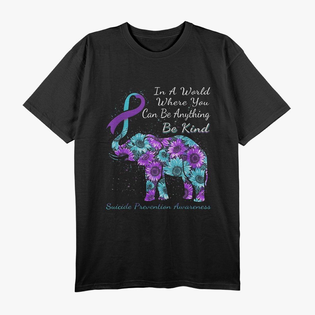 Be Kind - Suicide Prevention Awareness Sunflower Elephant T-Shirt