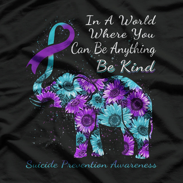 Be Kind - Suicide Prevention Awareness Sunflower Elephant T-Shirt
