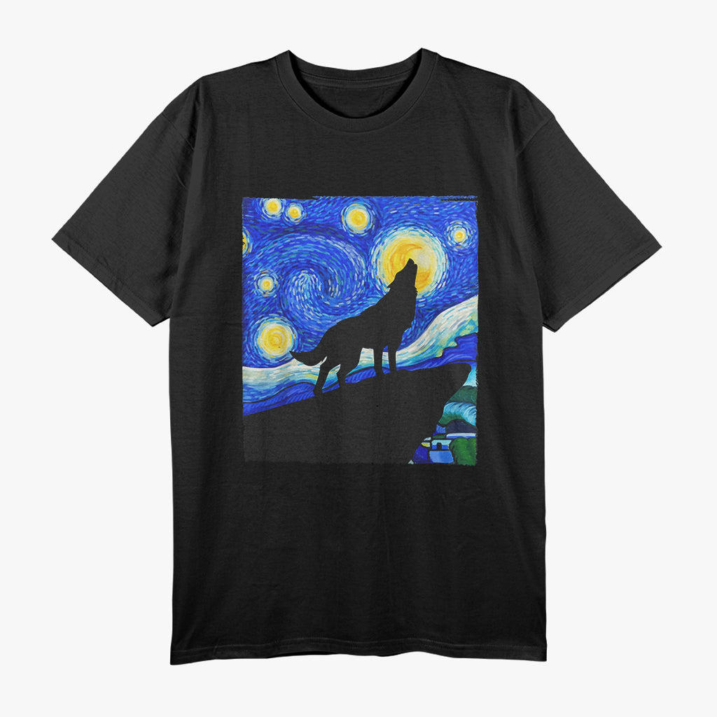 Wolf Starry Night Wolf Tee Van Gogh Gift Wolf T-Shirt