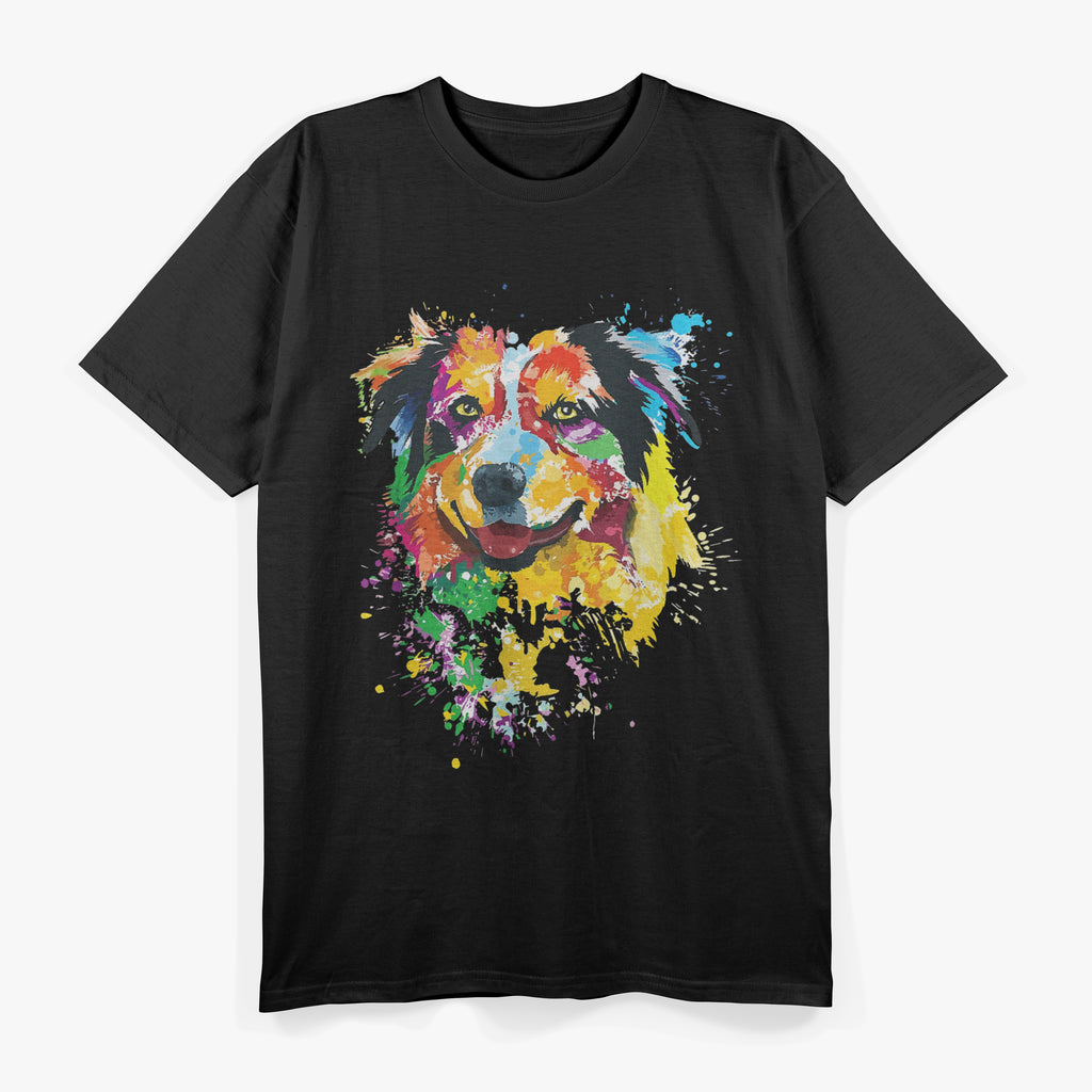 Watercolor Colorful Australian Shepherd Aussie T-Shirt